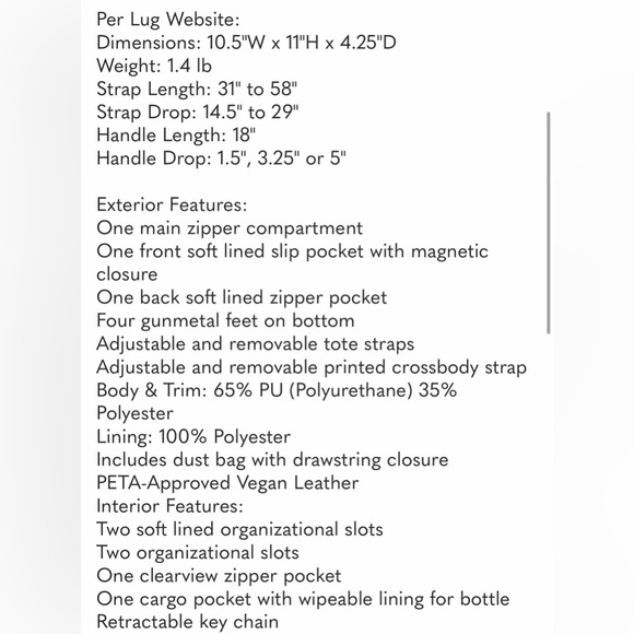 Lug Charter vegan leather  handbag crossbody with Patterned Strap - Picture 2 of 8